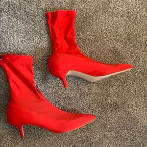 H&M Red Kitten Heel Ankle Booties